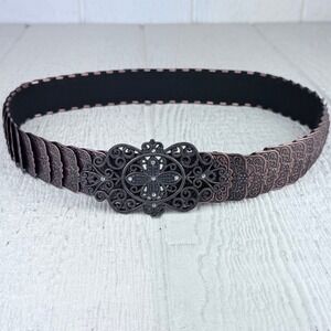 Cinch Belt Antique Copper-Tone Rhinestone Buckle Victorian Steampunk Renaissance